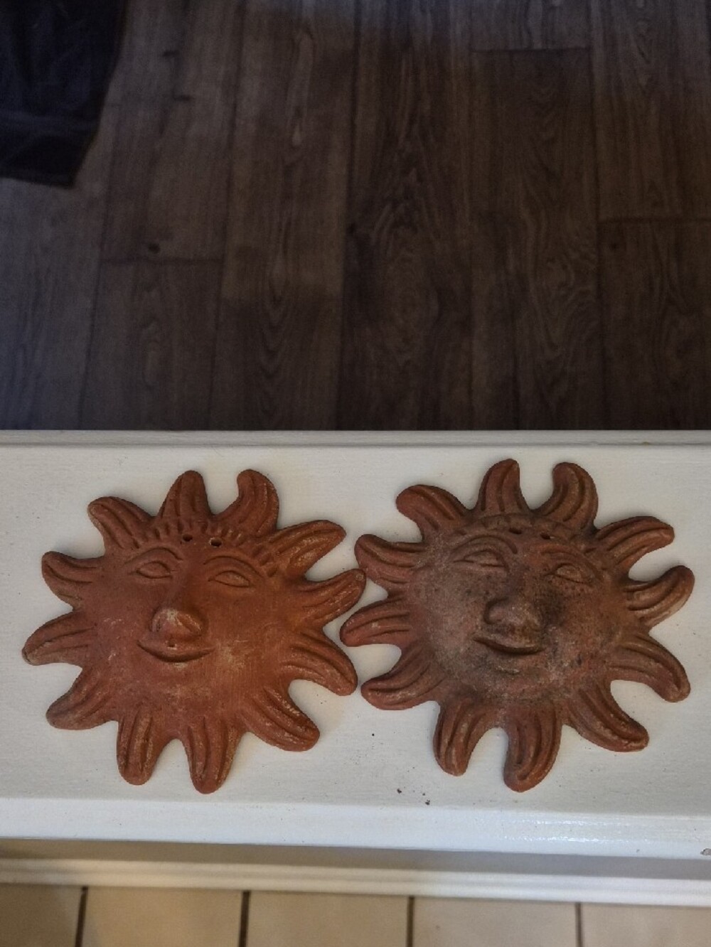 Rustic Sun Face Wall Décor Pair - Terracotta Finish 2pcs. - Picture 2 of 9